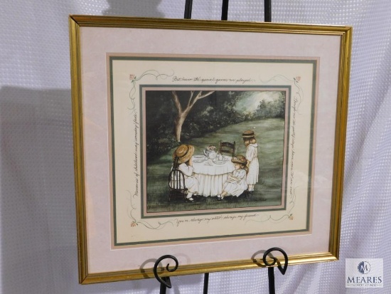 "Always My Sister, My Friend" Girls Tea Party Print Matted and Framed 20" x 22"