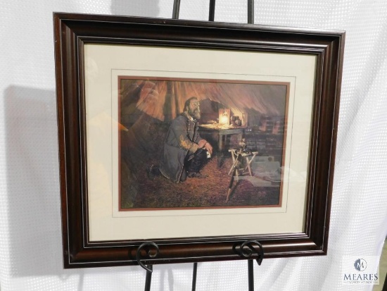 William Maughan "The Prayer Warrior" Military print Matted & Framed 20" x 23.5"