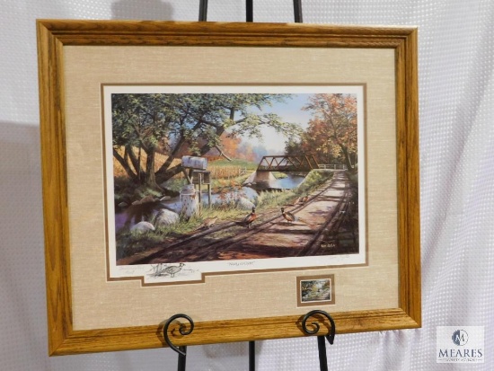 Ken Zylla "Nary A Care" Signed Commemorative Print with Sketch & Stamp Framed 24.5" x 20.5"