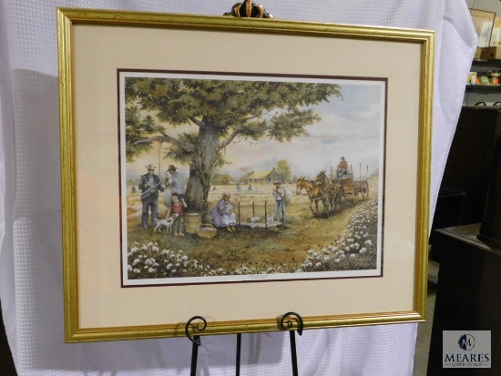 Jerry Haynes "Under Nanny's Care" Cotton field Framed & Matted Print 29" x 35"