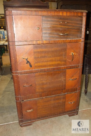 Vintage Wood Chest of Drawers Dresser Hat Box and 2 over 3