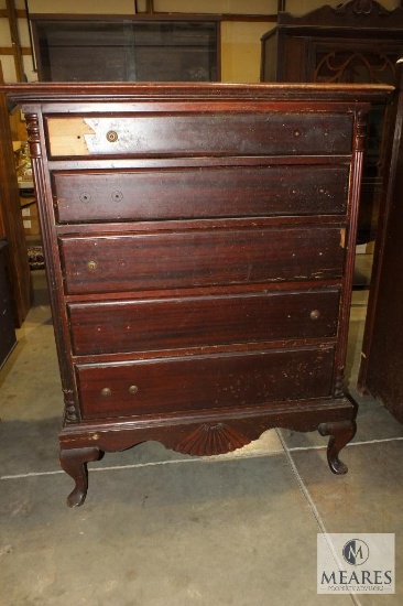 Vintage 5 Drawer Wood Chest of Drawers Dresser