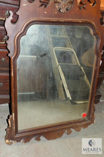 Lot 2 Antique Ornate Wood Framed Mirror 26" x 41"