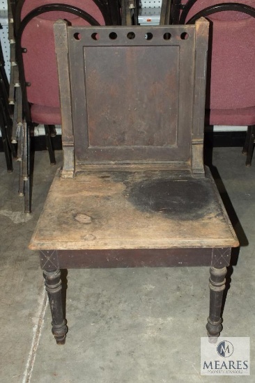 Vintage Wood "Hide-away" Chair with Hidden Storage in Seat
