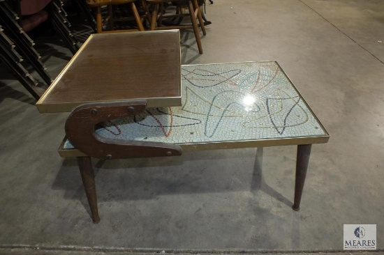 Retro Vintage 2 Tier side sofa table with Glass Top