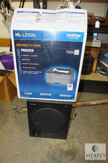 Brother HL-L2300D Computer Printer and Sony Subwoofer Speaker