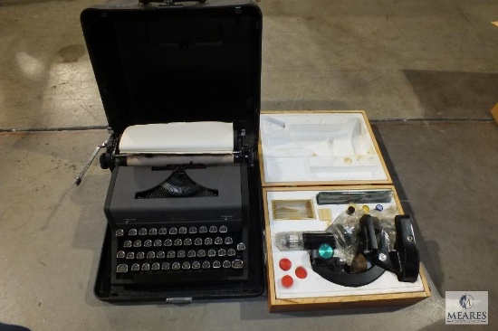 Lot 2 Vintage Royal Typewriter and Monolux Microscope Kit