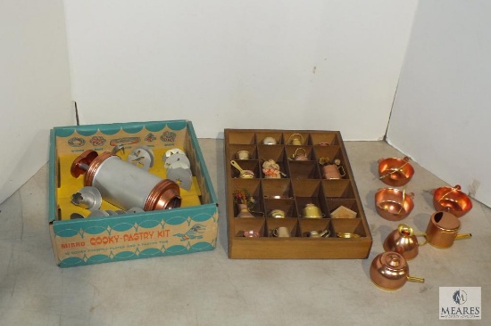 Vintage Mirro Cooky-Pastry Kit and Trinket Box with Mini Copper Pots