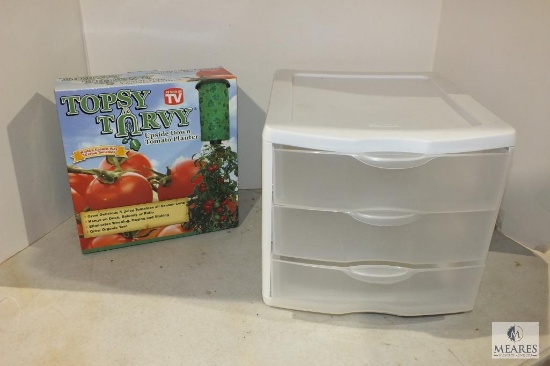 Sterilite 3 Drawer Plastic Storage Containers And New Topsy Turvy Tomato Planter