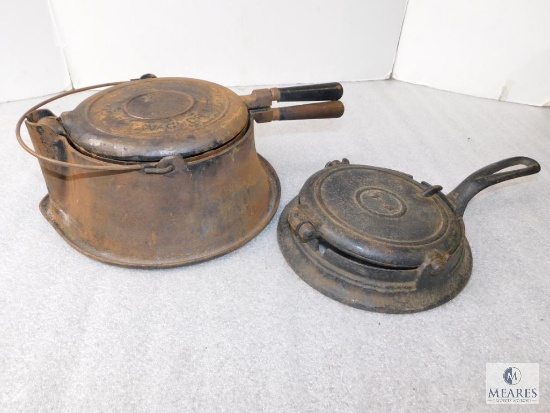 Lot 2 Cast Iron Waffle Pans 1 Wagner
