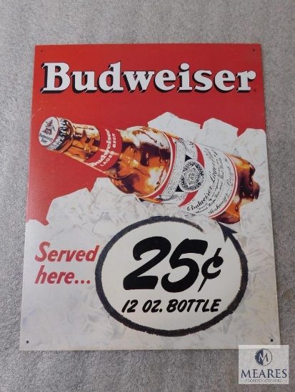 Budweiser 25 Cent a bottle Vintage look Advertising Tin Sign 12.5" x 16"