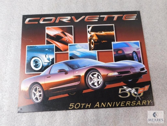 Chevy Corvette 50th Anniversary Tin Sign 12.5" x 16"