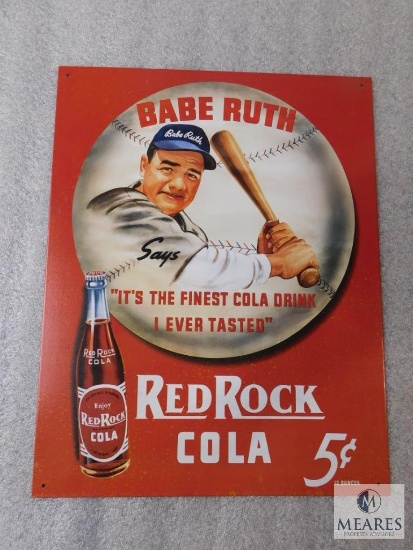 Red Rock Cola Babe Ruth Vintage Look Tin Sign 12.5" x 16"