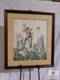 Carmel Foret Lilies and Hummingbird Art Print Signed, Numbered, Matted, & Framed