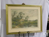 B.W. Leader Farm Cottage scene Colored Etching Print 38