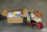 Large lot of Easter Decorations, Wicker Baskets, Vintage Mickey Mouse Toy +