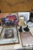 Lot 3 Framed Prints, 11x14 Picture frame, and 2 Desktop Lamps