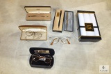 Lot Cross Pens, Vintage Glasses Prescription and New Set of Handkerchiefs