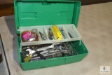Box lot of Office Supplies Some New, Small Box of Tools - Wrenches and more