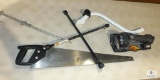 Lot Hand Saw, Lug Wrench, Energizer Flashlight, Auger, and Bracket