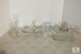 Lot Glass possibly Crystal Stemware, Butter Dish, Bowl, and Candle Holders