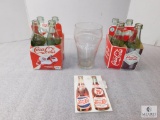 Lot 2 Sets of Vintage Coca-Cola Bottles w/ Carrier, Coke Glass, and Pepsi-Cola Postcard
