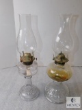 Lot 2 Glass Oil Lamps Lanterns