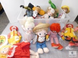 Lot of Stuffed Animals and Dolls Ronald McDonald, Precious Moments, +