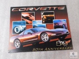 Chevy Corvette 50th Anniversary Tin Sign 12.5