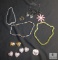 Lot of Vintage costume jewelry includes button coves, earrings, necklaces, etc.