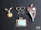 Lot of sterling pendants and pins - some with stone