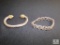Lot of 2 sterling bracelets , cable cuff marked 925 , link mexico sterling