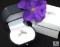 18K White Gold Ring 1/2 Carat SI1 Princess Cut Center Diamond w/ 14 small diamonds
