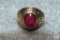 10K Gold J.S. Wright High School Ring 1957 Red Stone
