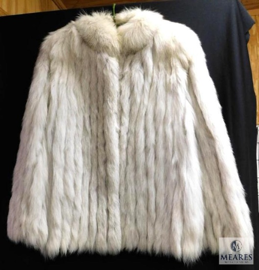 Saga Ladies White Fox Fur Coat Jacket Size Medium