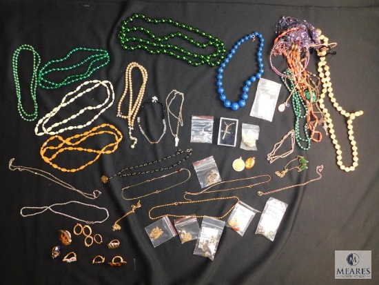 Assorted costume jewelry beads,chains etc.