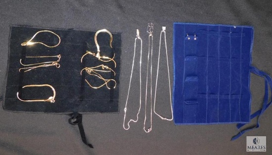 Assorted Gold-tone and silver-tone jewelry in "roll up" Organizer