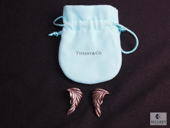 Tiffany & Co. Sterling clip earrings and pouch