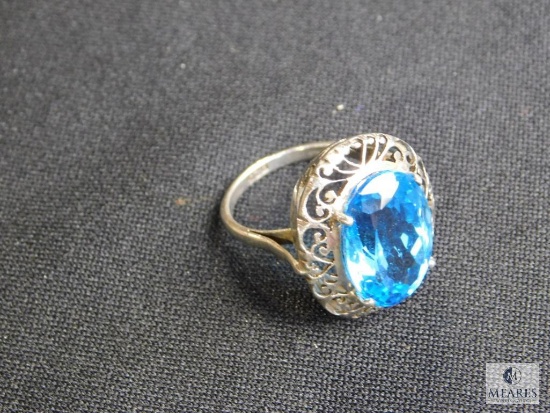 Ring with topaz like stone set-in sterling, Approximate size 8.5