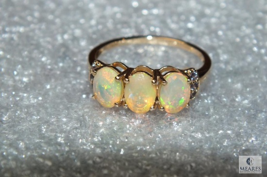 10K Gold Ladies 3 Opal like Stones Ring