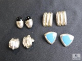 Lot of 4 pcs of mexican sterling modernist clip earrings
