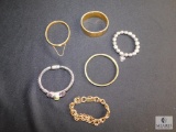 Costume bracelets lot of 6 including bangles charm bracelet etc.