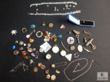Misc. vintage lot inc. watch parts, gold. filled charms, Indian cent in gold- filled bezel, stick