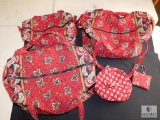 Vera Bradley Luggage soft bag Red flower , leaf pattern Set