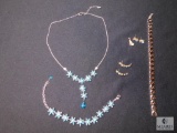 Lot 10K yellow Gold and Blue Topaz Earrings and Costume Jewelry Lot
