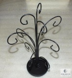 Black Metal Jewelry Stand Holder Necklaces and Bracelets 11 Hooks and base tray