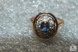 14K Gold Women Diamond & Blue Stone Ring