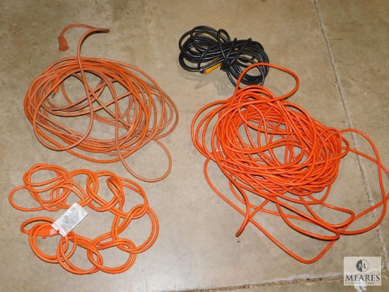 Lot 4 Heavy Duty Drop Cords Power Extension Cables Each Approximately 50'