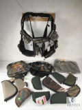 Lot New Hunting Gear Mossy Oak Vest, 3 Turkey Pack Belts, 2 Therm-A-Seats, & 10 Pistol Cases