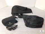 Lot Pistol / Revolver Case, Fanny Pack Pouch, & Revision Safety Glasses w/ 2 Lens